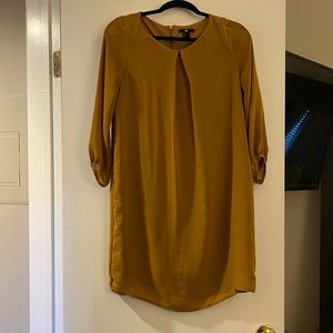 Carmel Camel Brown Tan Autumn Back To School Long Sleeve Shift Dress